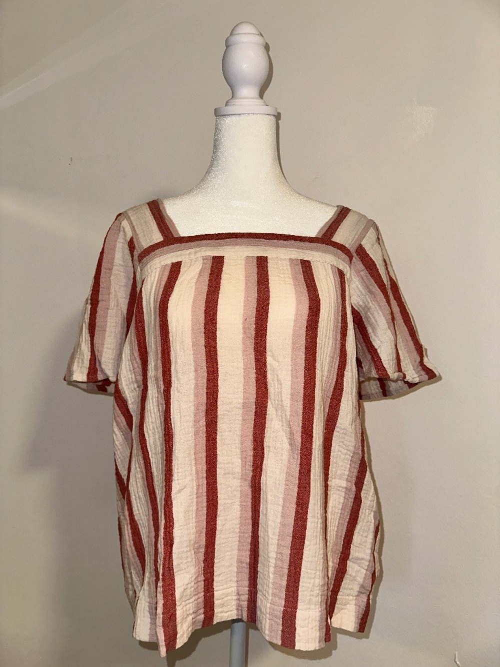 Madewell Striped Drop Shoulder Loose Fit 100% Cotton Top